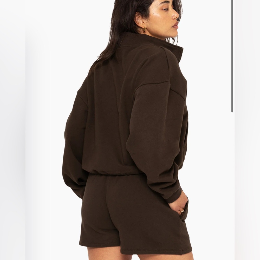 NWT Set Active Heavyweight Sweats Half Zip in Espresso Size Small Oversized $148 - Picture 5 of 7